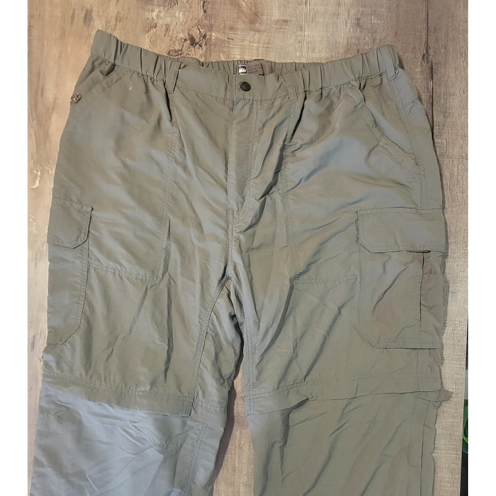 REI Sahara Convertible Hiking Cargo Pants Mens XXL 34L Gray Nylon Zip Off Trek